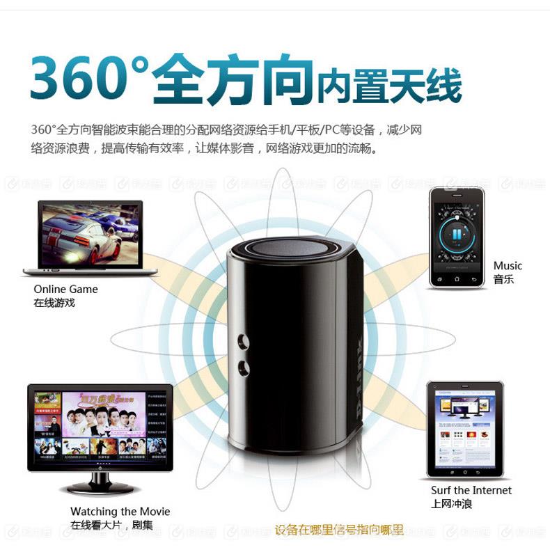 友讯 D-Link 无线路由器 DIR-850L 1200M（黑）