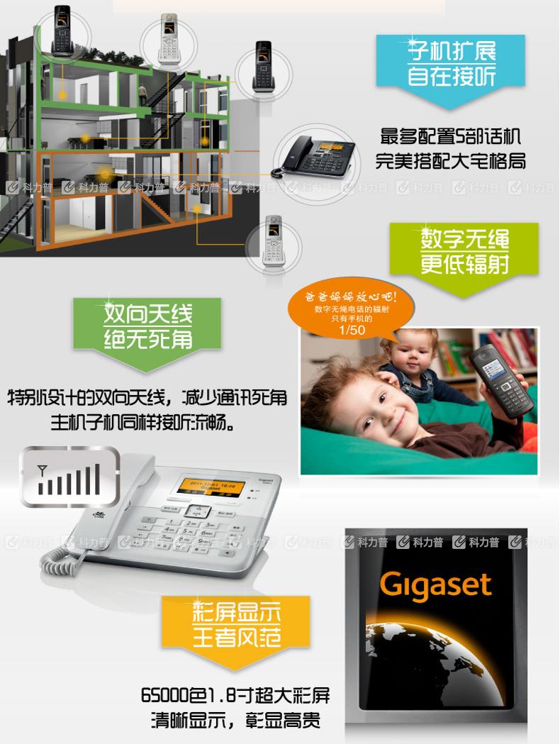 集怡嘉 Gigaset/西门子 数字无绳电话机  C810A （黑色）