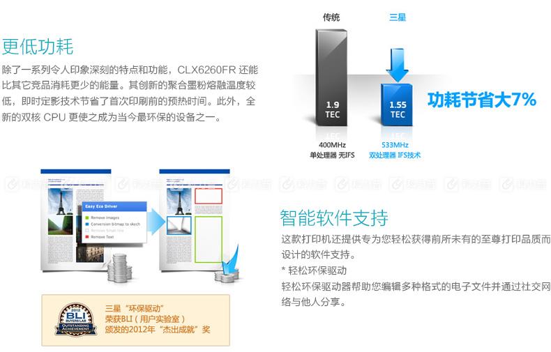 三星 Samsung 彩色激光多功能一体机 CLX-6260FR