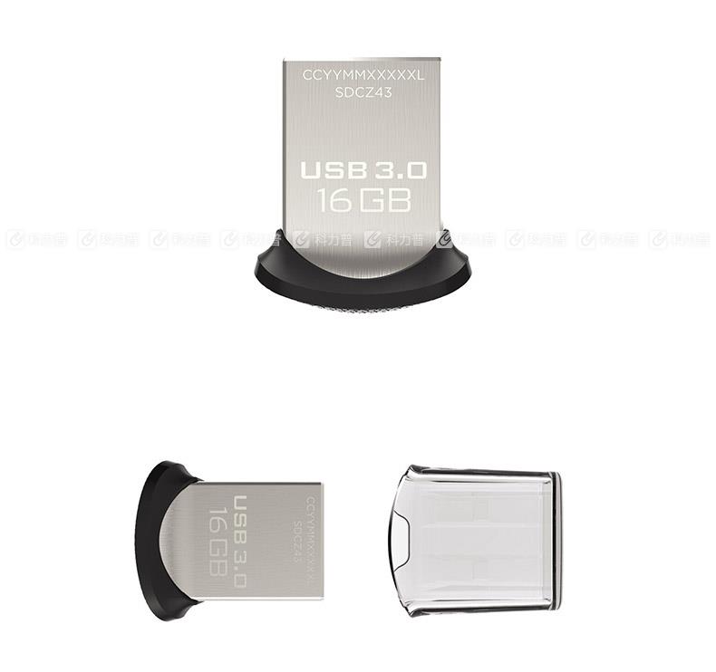 闪迪 SanDisk U盘 酷豆 CZ43 16GB USB3.0 (SDCZ43-016G-Z46)（银黑）