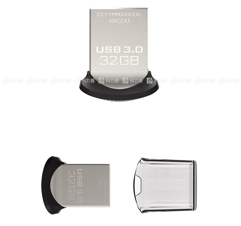 闪迪 SanDisk U盘 酷豆 CZ43 32GB USB3.0 (SDCZ43-032G-Z46)（银黑）