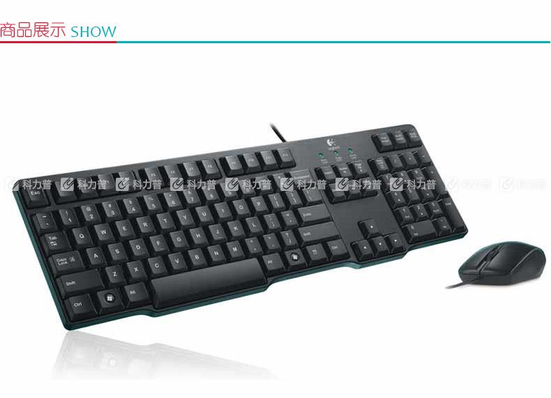 罗技 Logitech 有线键鼠套装 MK100二代 P+U（黑色）