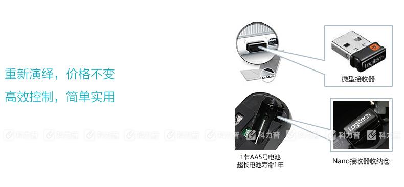 罗技 Logitech 无线激光鼠标 M545 （黑色）