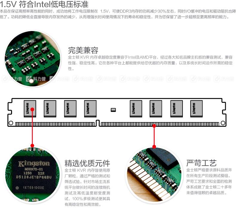 金士顿 Kingston 台式机内存 4G DDR3 1600