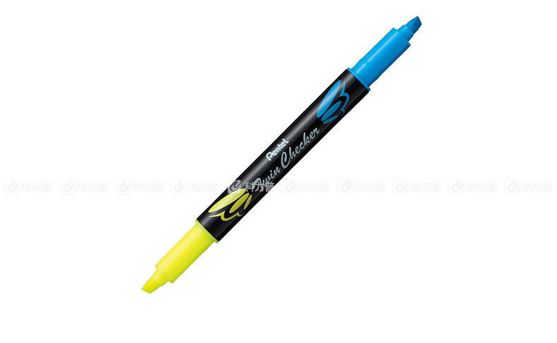 派通 Pentel 双头荧光笔 SLW8 1.0-3.5mm (蓝色、黄色）