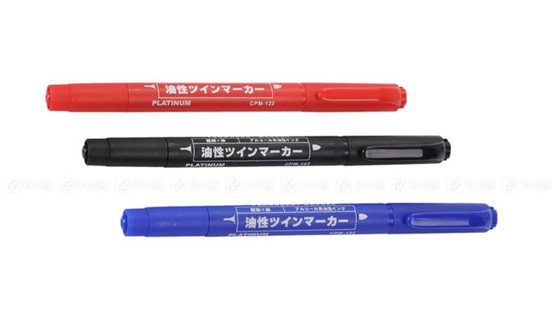 白金 油性小双头记号笔 CPM-122 细1.0~1.3mm、极细0.5mm 红