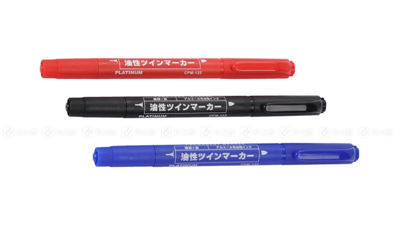白金 油性小双头记号笔 CPM-122 细1.0~1.3mm、极细0.5mm 蓝