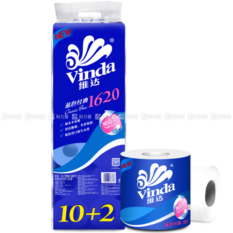 维达 蓝色经典卷筒卫生纸 V4508 三层 135g 12卷/提 6提/箱(仅限天津地区)