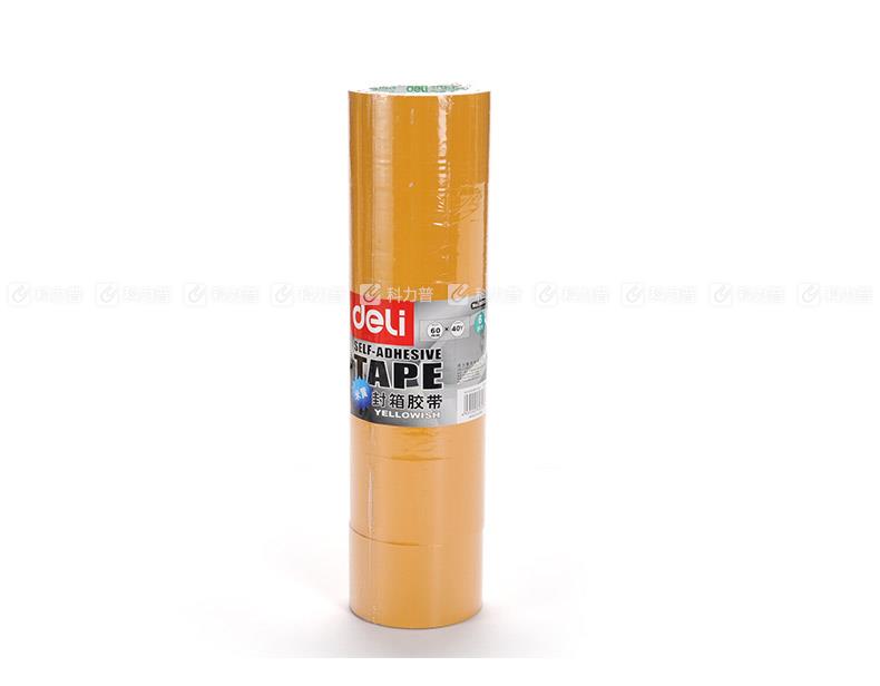 得力彩色封箱胶带30357 60mm*40Y 米黄 1筒(6卷)