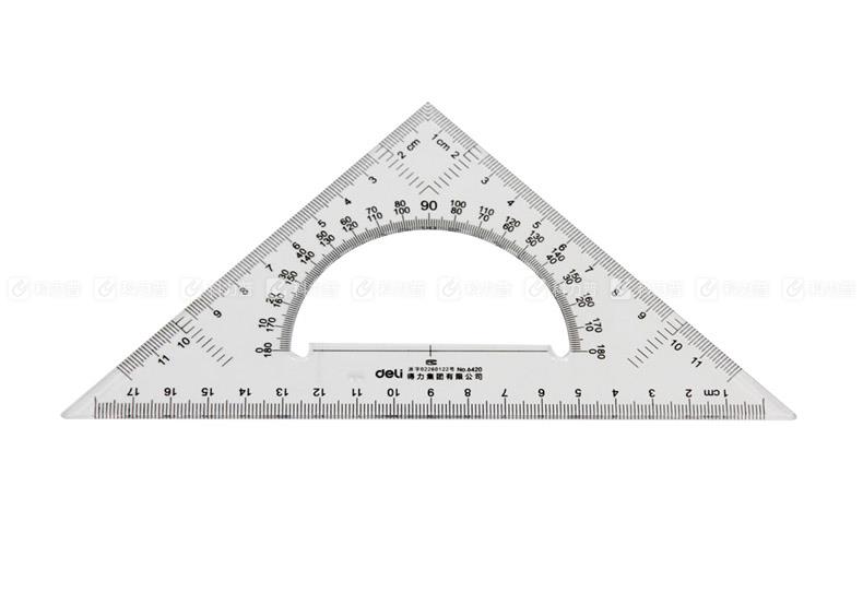 得力deli 三角尺 6420 200mm (透明)2把/套