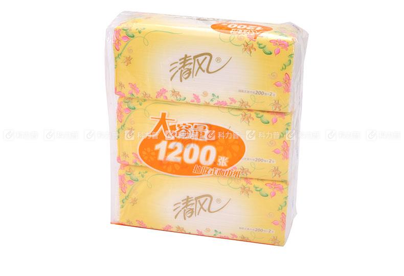 清风 Breeze 抽取式面巾纸 B338RC 双层 200抽 3包/提