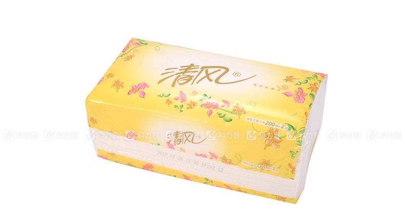 清风 Breeze 抽取式面巾纸 B338RC 双层 200抽 3包/提