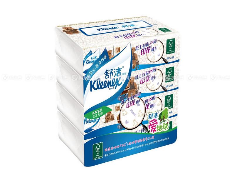 舒洁 Kleenex 可可小熊家族袋装面巾纸 2103 双层 120抽 4袋/提