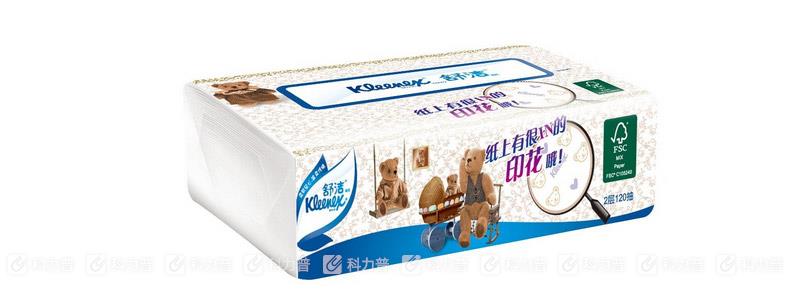 舒洁 Kleenex 可可小熊家族袋装面巾纸 2103 双层 120抽 4袋/提
