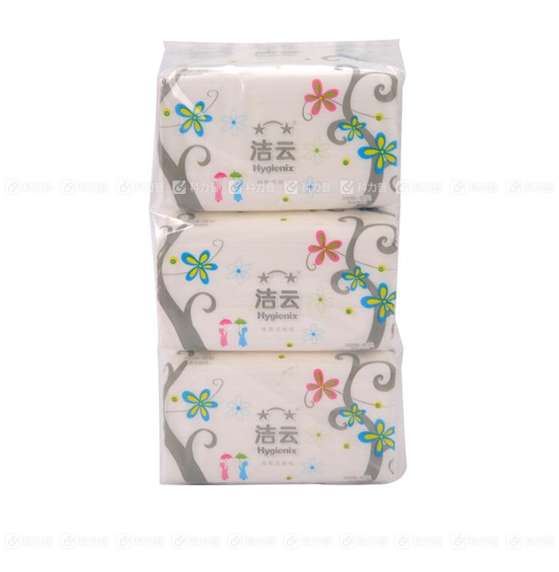 洁云 漫步森林袋装抽取式面纸 162202 200抽*3包