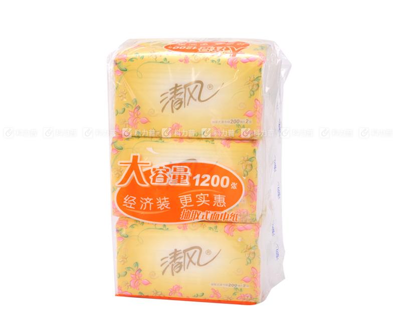 清风 花韵袋装迷你抽取式面纸 B338RCM 200抽*3包