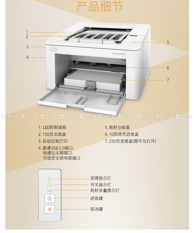 惠普hp a4黑白激光打印机 laserjet pro m203dn