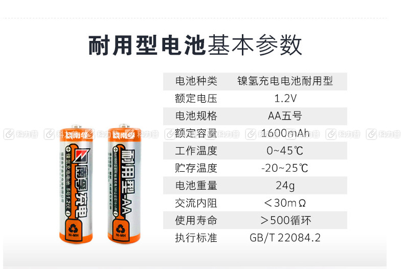 南孚nanfu 耐用型充电电池 5号 1600mah 2节/卡