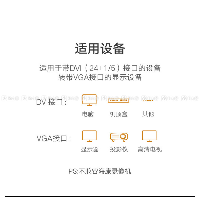 绿联 UGREEN DVI转VGA 转接线 30838 1.5米 