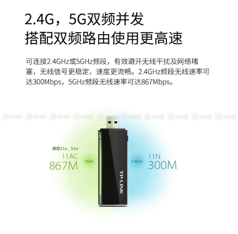 普联 TP-LINK 无线网卡 TL-WDN6200 1200M高速双频USB 