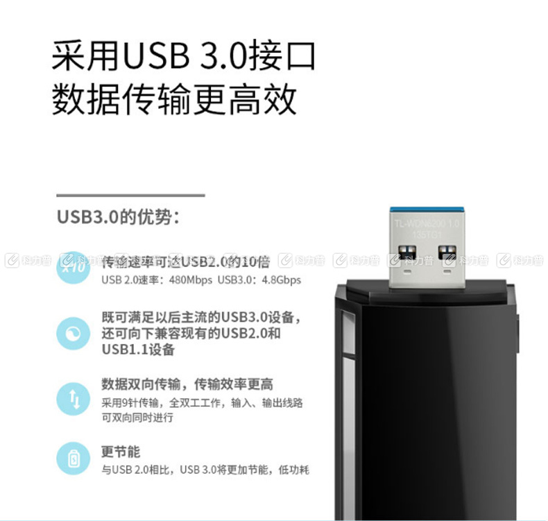 普联 TP-LINK 无线网卡 TL-WDN6200 1200M高速双频USB 