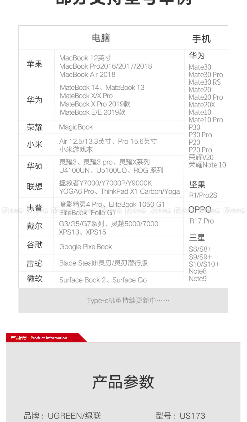 绿联 UGREEN Type-C转接头 30155 OTG数据线USB-C转换器头 