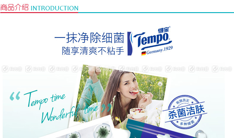 得宝 卫生洁肤湿巾 T3002-1 12片/包 5包/盒 12盒/箱 