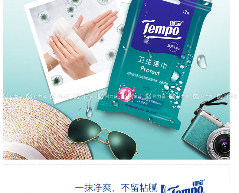 得宝 卫生洁肤湿巾 T3002-1 12片/包 5包/盒 12盒/箱 