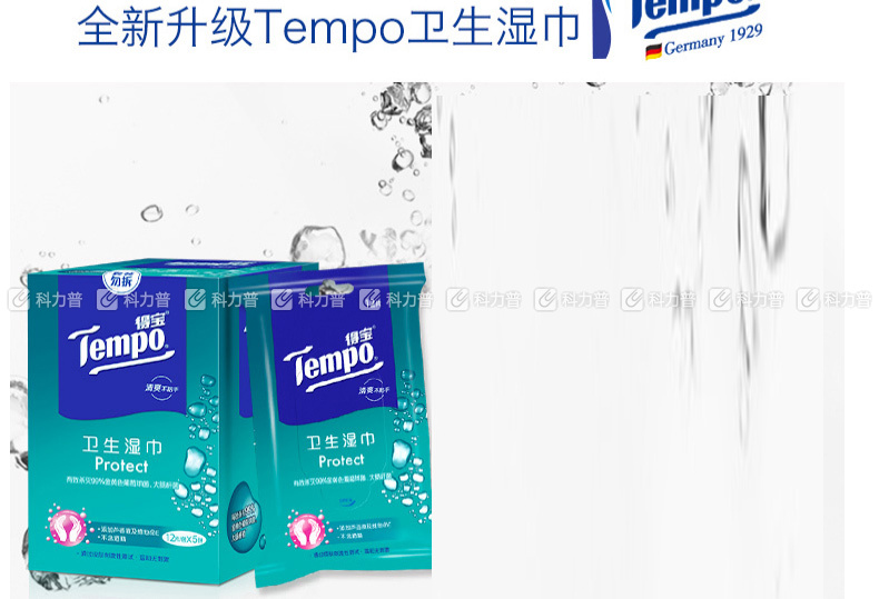 得宝 卫生洁肤湿巾 T3002-1 12片/包 5包/盒 12盒/箱 