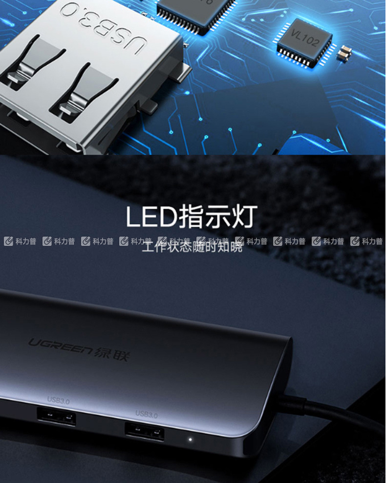 绿联 UGREEN 扩展坞 50319 Type-c转HDMI/VGA USB-C转接头 数据线 充电转换器 4K投屏 分线器 
