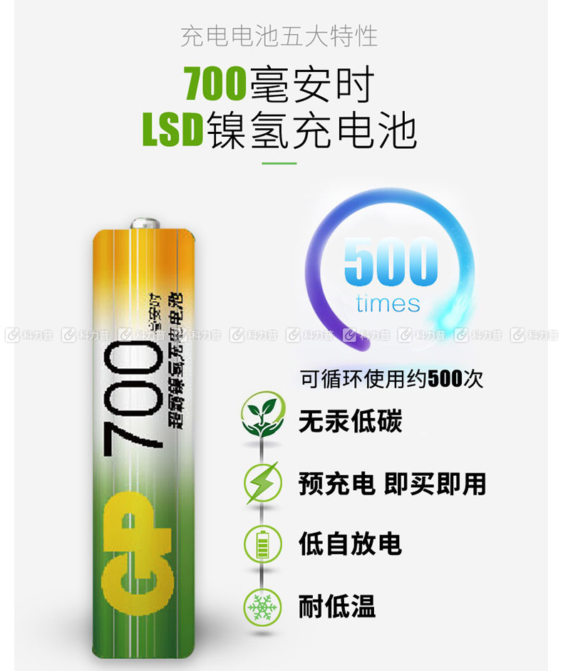 超霸 GP 充电电池 7号  2节/卡 (700毫安时)
