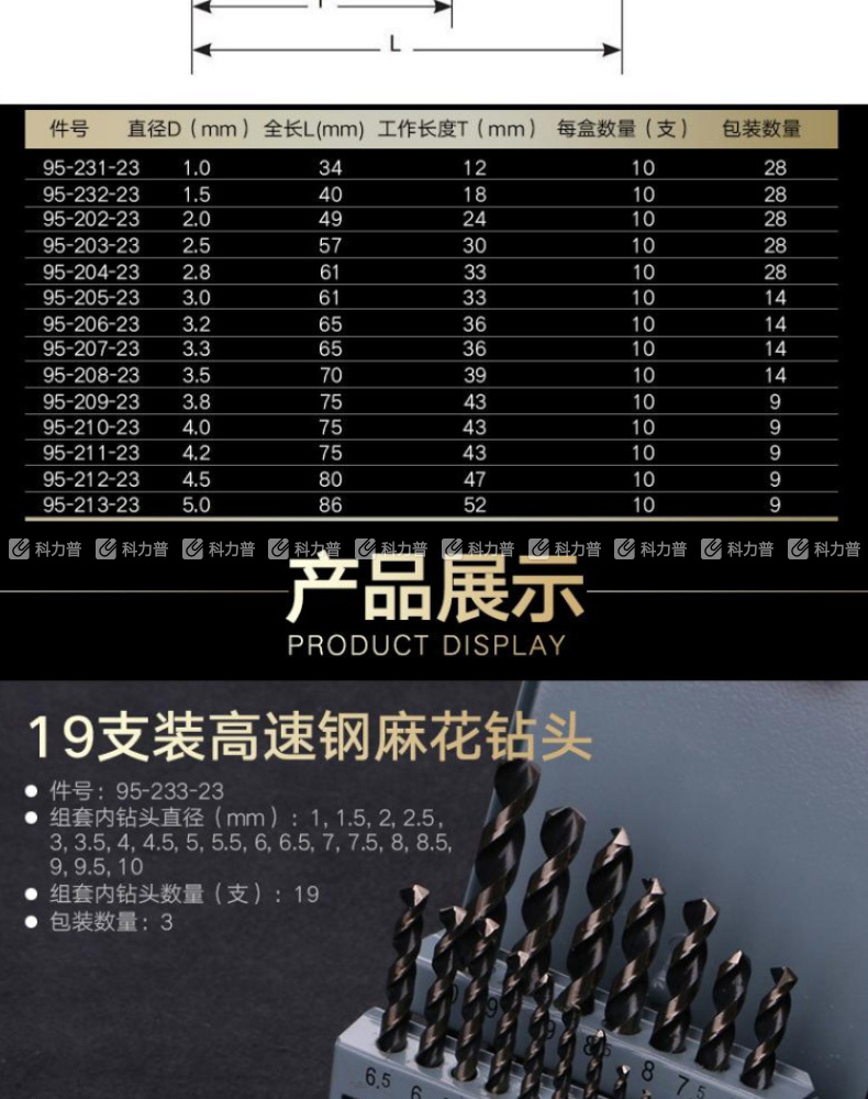 史丹利 HSS高速钢麻花钻头9.5mm(x5) 95-224-23 