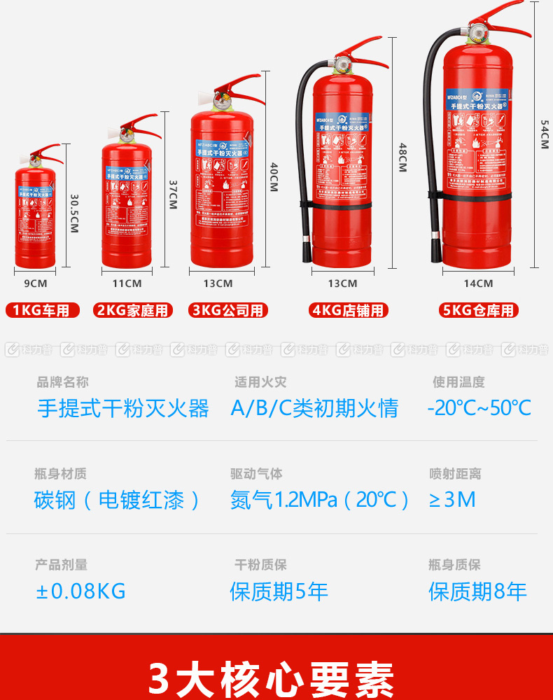 洪湖 手提式干粉灭火器 mfz/abc4 4kg (新疆,内蒙古,海南等偏远地区不