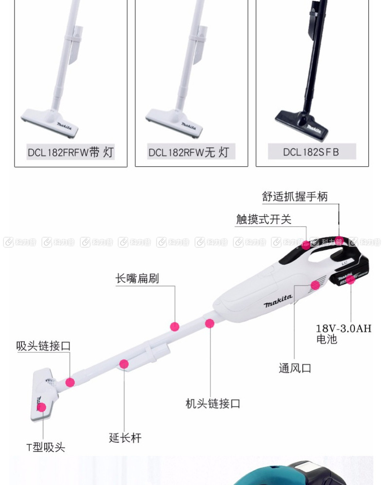 牧田 充电式吸尘机 DCL182RFW (雪白) 3.0Ah