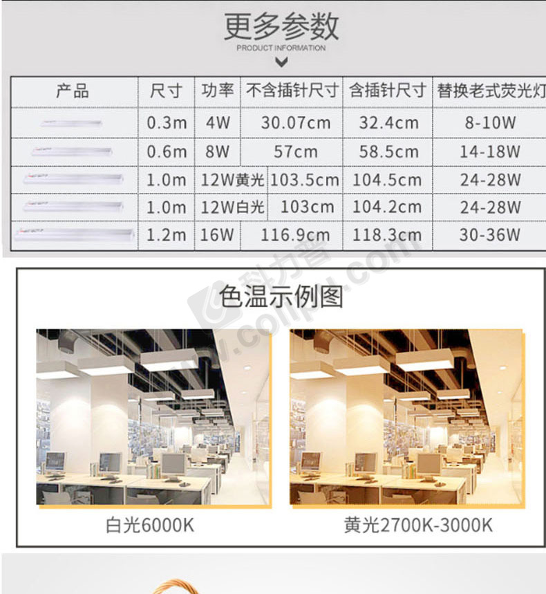 佛山照明 LED一体化支架灯 T5/4W/0.3M/830 黄光  25支