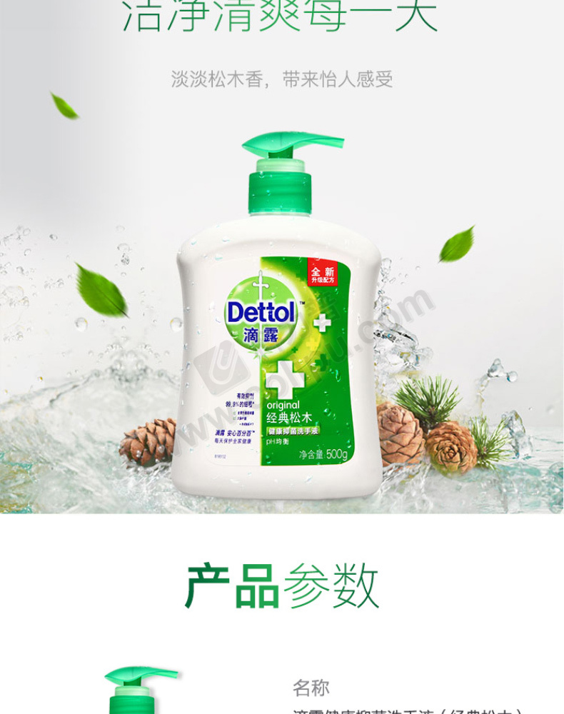 滴露dettol 健康抑菌洗手液 500g/瓶 经典松木-为各类型企业提供超