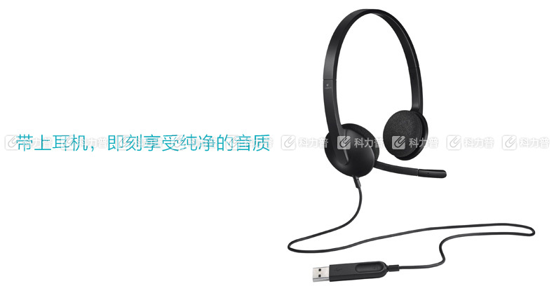 罗技 Logitech 耳麦 H340 (黑色) USB