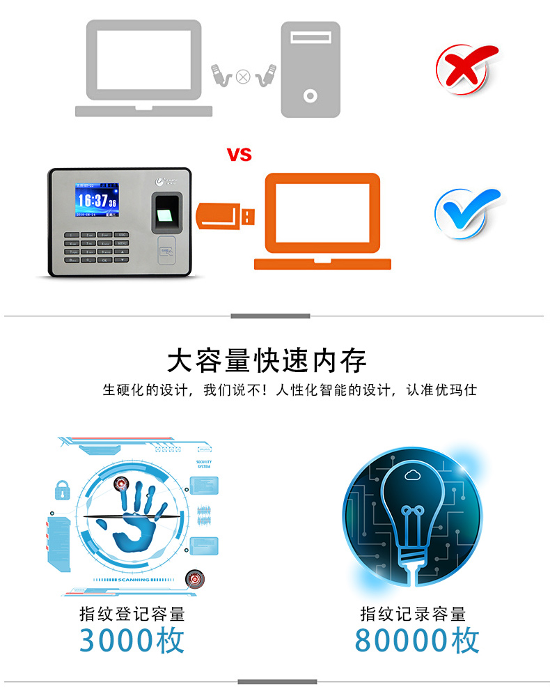优玛仕 U-mach 指纹考勤机 U-Z7 