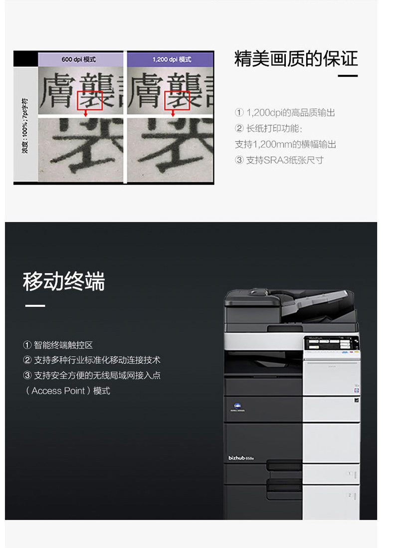 柯尼卡美能达 KONICA MINOLTA A3黑白数码复印机 bizhub 658e  (双纸盒、双面输稿器、工作台)
