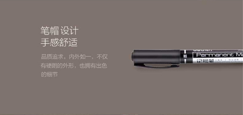 得力 deli 双头油性记号笔 6824 细头1.0mm，极细头0.5mm (黑色) 12支/盒