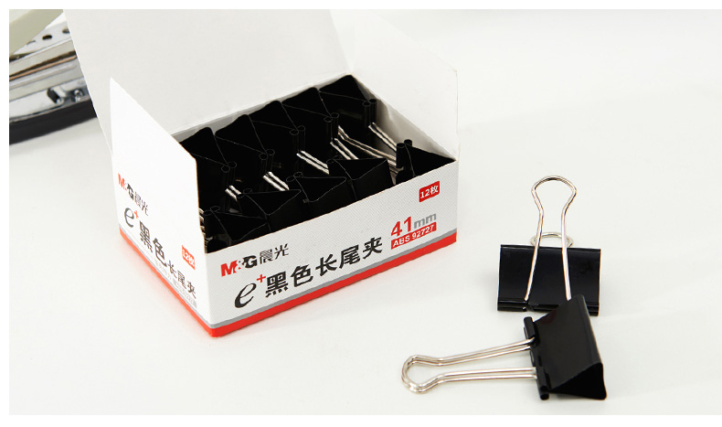 晨光 M＆G Eplus盒装黑色长尾夹 ABS92727 41mm  12个/盒 12盒/包 108盒/箱