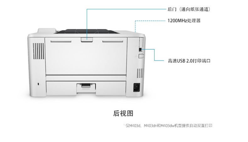 惠普 HP A4黑白激光打印机 LaserJet Pro M403d  (标配一年上门保修)