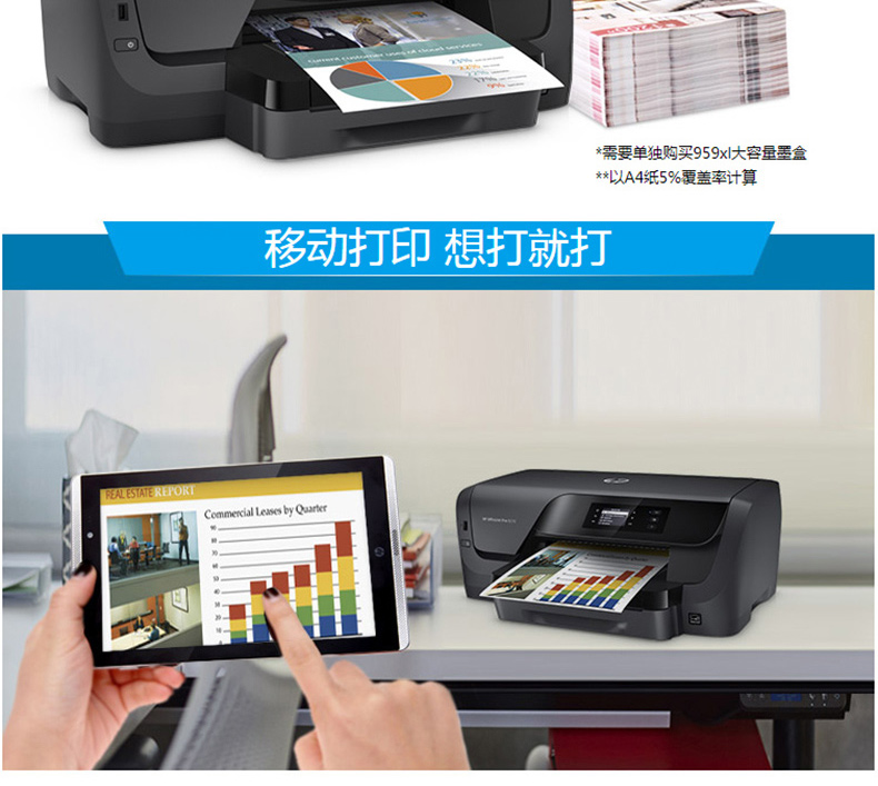 惠普 HP A4彩色喷墨无线打印机 OfficeJet Pro 8210 