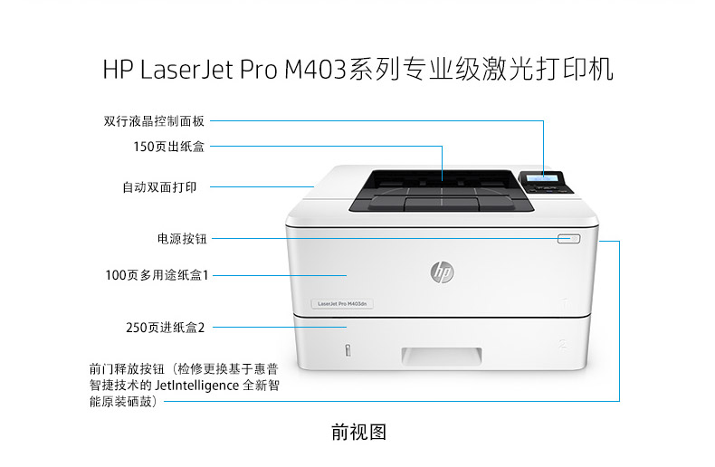 惠普 HP A4黑白激光打印机 LaserJet Pro M403dn （标配一年上门保修）