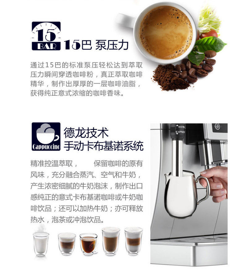 德龙 DeLonghi 咖啡机 ECAM23.420.SW 全自动 