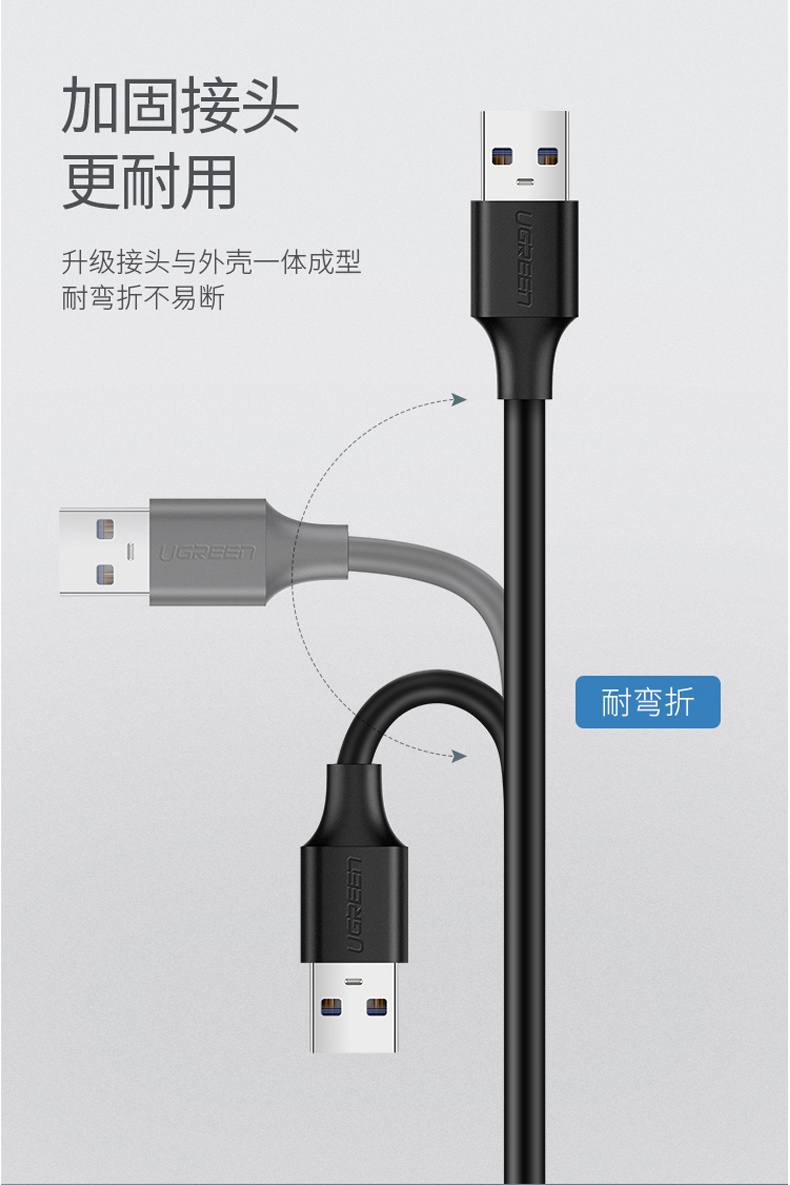 绿联 UGREEN USB延长线 USB2.0公对母 10317 3米 (黑色)