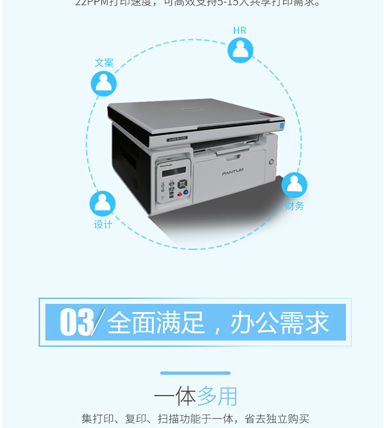 奔图 Pantum A4黑白激光多功能一体机 M6505N  (打印 扫描 复印)