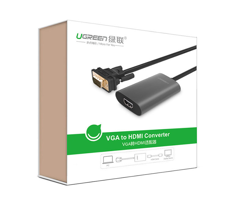 绿联 UGREEN VGA转HDMI转换器 40264 0.5米 (黑色)