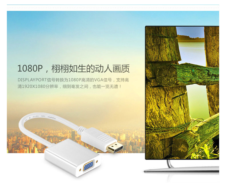 绿联 UGREEN DP转VGA转换线 Displayport转VGA母头 20414 (黑色)