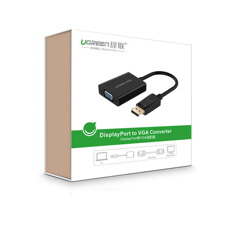 绿联 UGREEN DP转VGA转换线 Displayport转VGA母头 20414 (黑色)